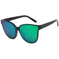 Oval Women Designer Oversized Flat Top Cat Eye Mirrored Sunglasses - C - CY18H80HXDN $10.91