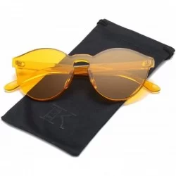 Square Fashion Party Rimless Sunglasses Transparent Candy Color Eyewear LK1737 - Orange - CQ18ERCX7DT $17.80