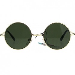 Round Flat Panel Classic Round Circle Lens Hippie 70s Sunglasses - Gold Green - CX189LMAO9I $12.43