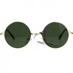 Round Flat Panel Classic Round Circle Lens Hippie 70s Sunglasses - Gold Green - CX189LMAO9I $19.27