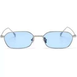 Square 2019 new fashion retro small square frame unisex brand luxury designer sunglasses UV400 - Blue - CI18TNXMTIS $29.92