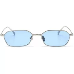 Square 2019 new fashion retro small square frame unisex brand luxury designer sunglasses UV400 - Blue - CI18TNXMTIS $15.54
