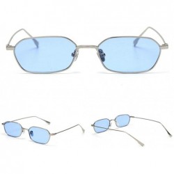 Square 2019 new fashion retro small square frame unisex brand luxury designer sunglasses UV400 - Blue - CI18TNXMTIS $15.54