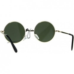 Round Flat Panel Classic Round Circle Lens Hippie 70s Sunglasses - Gold Green - CX189LMAO9I $12.43