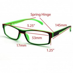 Rectangular Soft Matte Black w/ 2 Tone Reading Glasses Spring Hinge 0.74 Oz - Matte Black Green - CU12C1Y0E7X $14.47