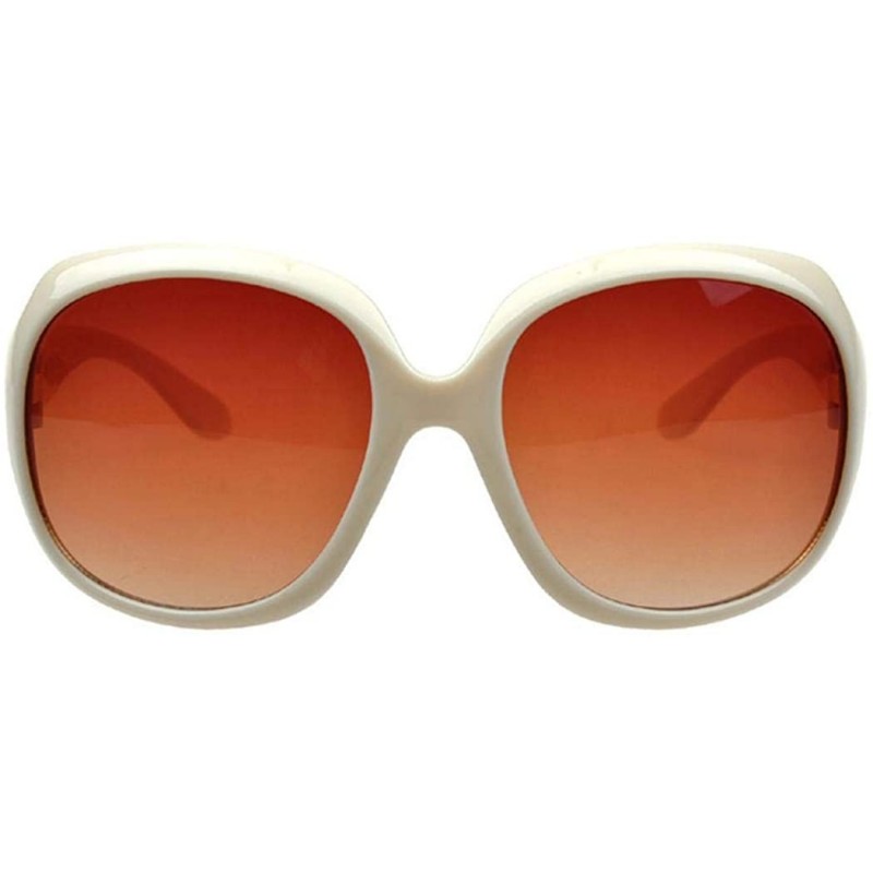 Square Women Retro Style Anti-UV Fashion Big Square Frame Color Lens Sunglasses Sunglasses - Beige - CP18OSNLO64 $19.41