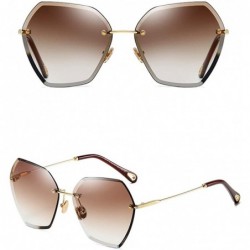 Oversized The New Fashion Sunglasses for Women Oversized Vintage Shades Polarized - Gradient Brown - CA18RWXO5YH $25.72