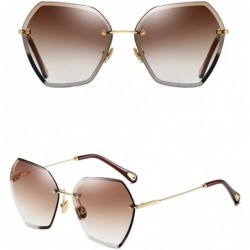 Oversized The New Fashion Sunglasses for Women Oversized Vintage Shades Polarized - Gradient Brown - CA18RWXO5YH $11.66