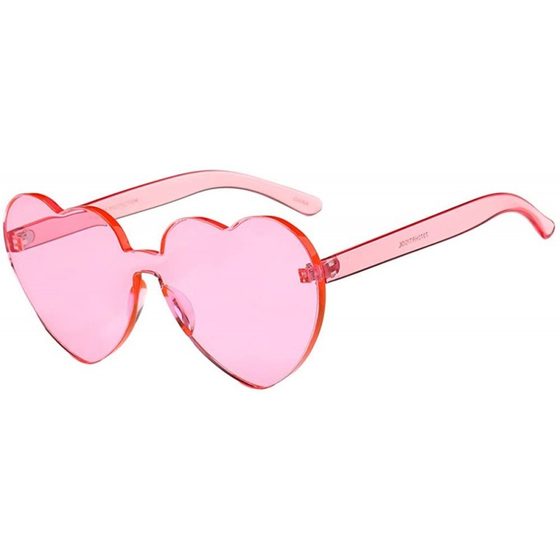 Rimless Ladies Heart-Shaped Sunglasses UV Protection Girls Candy Color Glasses Womens Travel Eyewear - B - CB18Q35GL3U $8.61