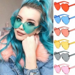 Rimless Ladies Heart-Shaped Sunglasses UV Protection Girls Candy Color Glasses Womens Travel Eyewear - B - CB18Q35GL3U $8.61