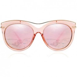 Aviator Vintage Polarized Sunglasses for Women with UV400 Protection Round Lens - Cateye Pink - CL18L7IWION $27.26