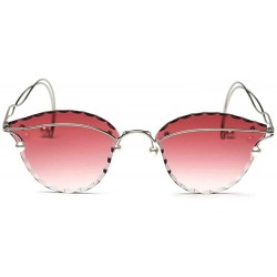 Rimless Fashion Pearl Sunglasses Metal Rimless Frame Brand Designer Women Cut Edge Cat Glasses - Red - CD18UI8N5IY $15.17