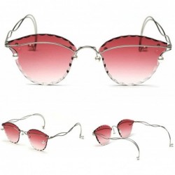 Rimless Fashion Pearl Sunglasses Metal Rimless Frame Brand Designer Women Cut Edge Cat Glasses - Red - CD18UI8N5IY $15.17