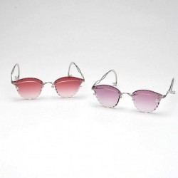 Rimless Fashion Pearl Sunglasses Metal Rimless Frame Brand Designer Women Cut Edge Cat Glasses - Red - CD18UI8N5IY $15.17