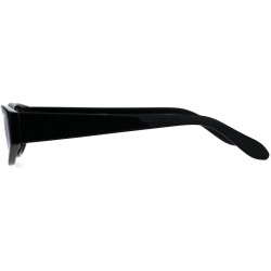 Rectangular Womens Mod Narrow Rectangle Color Mirror Oval Lens Plastic Sunglasses - Black Blue - CO180K87S9C $8.48