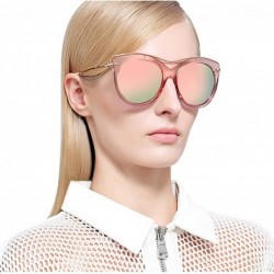 Aviator Vintage Polarized Sunglasses for Women with UV400 Protection Round Lens - Cateye Pink - CL18L7IWION $15.47