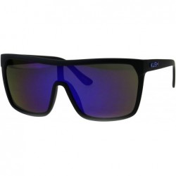 Shield Kush Marijuana Pot Flat Top Shield Mob Mirrored Mirror Lens Sunglasses - Black Blue - CU11OMSCQ8H $19.78