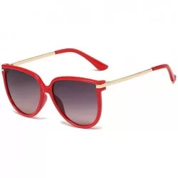 Square fashion big name unisex retro square frame brand designer ladies sunglasses - Red - CI18YH4N759 $23.72