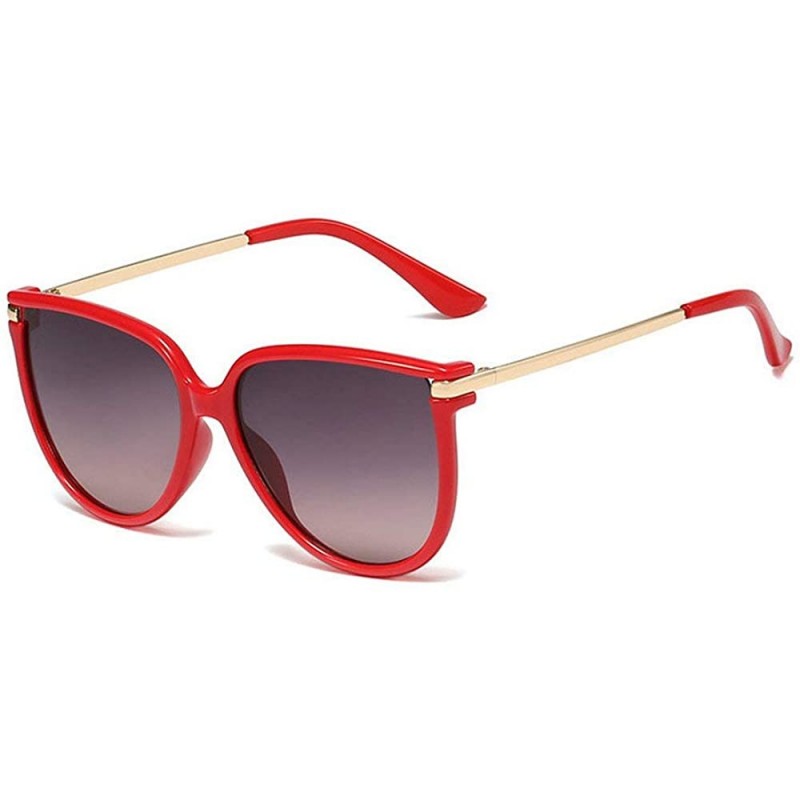 Square fashion big name unisex retro square frame brand designer ladies sunglasses - Red - CI18YH4N759 $11.05