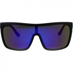 Shield Kush Marijuana Pot Flat Top Shield Mob Mirrored Mirror Lens Sunglasses - Black Blue - CU11OMSCQ8H $12.23