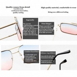 Square Big Frame Bicolor Retro Sunglass - Double Beam Ocean Sheet Metal Square Spring-Leg Sunglass - CV18NNGDQTI $11.07