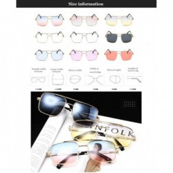 Square Big Frame Bicolor Retro Sunglass - Double Beam Ocean Sheet Metal Square Spring-Leg Sunglass - CV18NNGDQTI $11.07