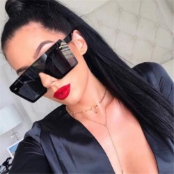 Oversized Flat Top Oversize Square Sunglasses Women Retro Gradient Sun Glasses Men Blue Big Frame Vintage Eyewear UV400 - CM1...