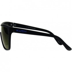 Shield Kush Marijuana Pot Flat Top Shield Mob Mirrored Mirror Lens Sunglasses - Black Blue - CU11OMSCQ8H $12.23