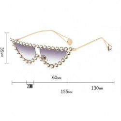 Cat Eye New fashion metal diamond luxury cat unisex sunglasses - Pink - CQ18H5496GC $17.83