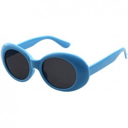 Oval Womens Fashion Sunglasses Lightweight Sunglasses with Oval Lens PC Sunglasses for Girls - Blue Frame Gray Lens - C118S9A...