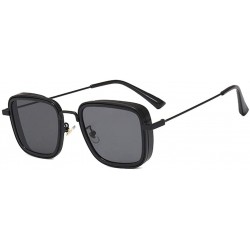 Square Polarized Sunglasses Steampunk Sunglass Protection - Black - C318Z794NTR $23.27
