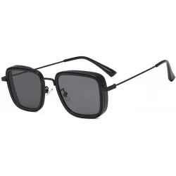 Square Polarized Sunglasses Steampunk Sunglass Protection - Black - C318Z794NTR $25.47