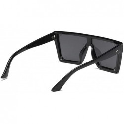 Male Flat Top Sunglasses Men Brand Square Shades UV400 Gradient Sun Glasses  Cool One Piece Designer - Gray Silver - CA198ZZ856S