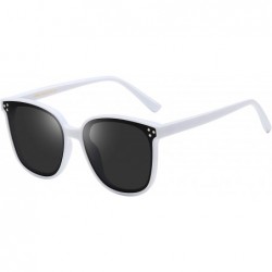 Oversized Polarized Fashion Square Sunglasses for Women Men Oversized Horned Vintage Shades Flat Lenses - CM18OYR9597 $18.98