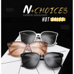 Oversized Polarized Fashion Square Sunglasses for Women Men Oversized Horned Vintage Shades Flat Lenses - CM18OYR9597 $9.11