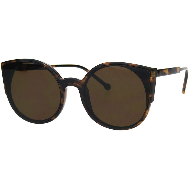 Round Womens Round Cateye Sunglasses Trendy Retro Fashion Shades UV 400 - Tortoise (Brown) - CR18I8R56WN $7.94