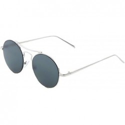 Round Retro Oversized Round Flat Lens Sunglasses - Black - C61884X7C00 $8.30
