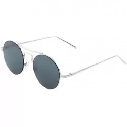 Round Retro Oversized Round Flat Lens Sunglasses - Black - C61884X7C00 $19.11