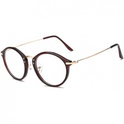 Round Round Frame Nearsighted Glasses Male Female metal frame resin lenses - Brown - CK18G3X5N3Y $54.85