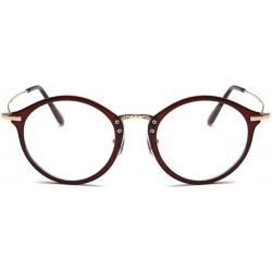 Round Round Frame Nearsighted Glasses Male Female metal frame resin lenses - Brown - CK18G3X5N3Y $32.27