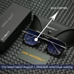 Aviator Retro Pilot Sunglasses Square Metal Frame for Men Women Sunglasses Classic Downey Tony Stark Gradient Lens - CX18T97Y...