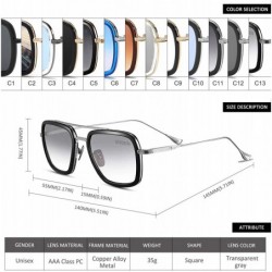 Aviator Retro Pilot Sunglasses Square Metal Frame for Men Women Sunglasses Classic Downey Tony Stark Gradient Lens - CX18T97Y...