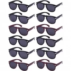 Round 12 Pack Horned Rim Party Aviator Sunglasses Women Men Color Lens - CP12N18UHHW $41.24