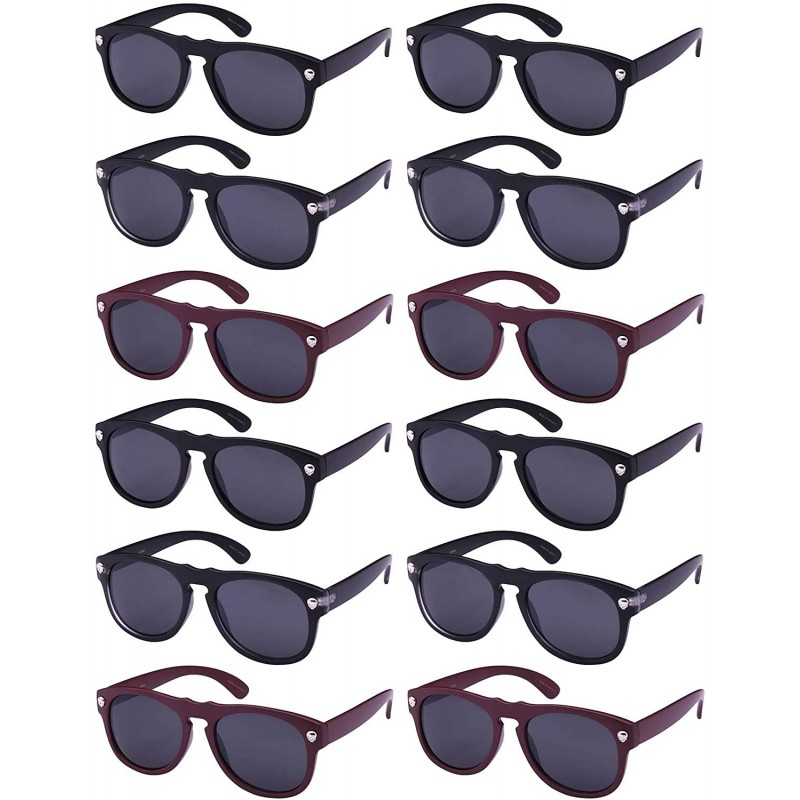 Round 12 Pack Horned Rim Party Aviator Sunglasses Women Men Color Lens - CP12N18UHHW $22.60