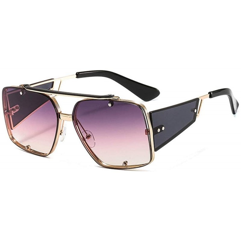 Square 2020 new trend fashion metal sunglasses men and women hot sunglasses - Purple - C91904ZTXK4 $16.28