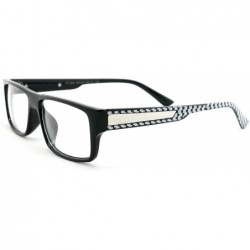 Square Unisex Retro Squared Celebrity Star Simple Clear Lens Fashion Glasses - 1822 Black/Checker - CO11T16J1QP $11.67