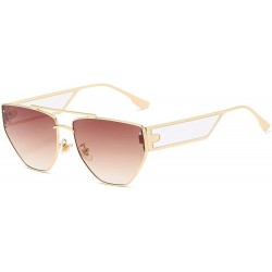 Oversized Sunglasses Womens Fashion Oversized Eyewear Retro Mens Rectangular Glasses Trendy Matel Frame Goggles - Brown - CU1...