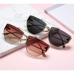 Oversized Sunglasses Womens Fashion Oversized Eyewear Retro Mens Rectangular Glasses Trendy Matel Frame Goggles - Brown - CU1...