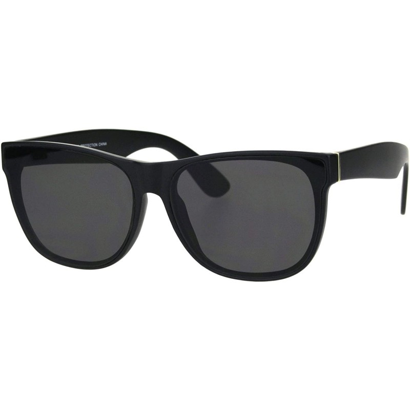 Rectangular Mens Mod Rectangular Hipster Horn Rim Plastic Sunglasses - Matte Black - C418HR7CGC2 $7.86