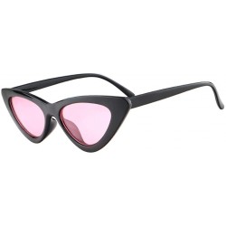 Oval Retro Vintage Sunglasses for Women Goggles Plastic Frame Glasses Cat Eye Colorful Lens Plastic Frame Eyewear - D - CA194...